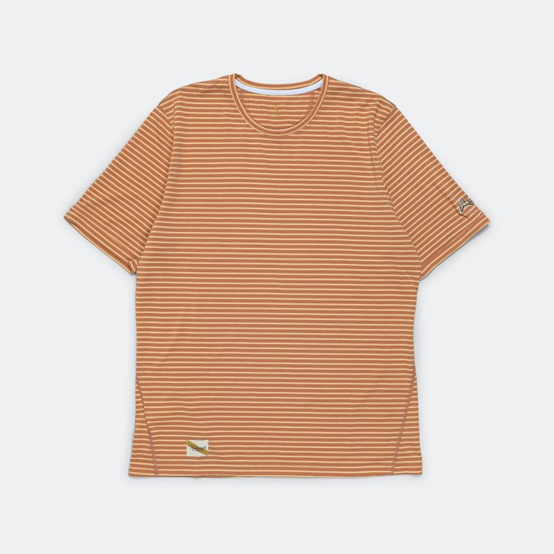 tracksmith running mens horizon tee cork melon stripe 1