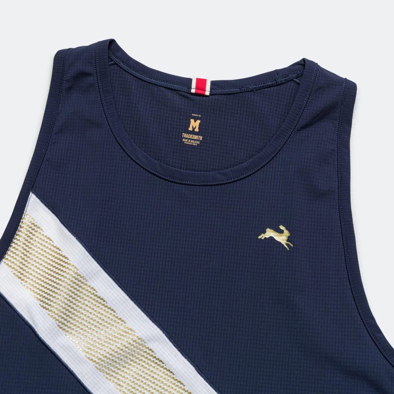 tracksmith running mens strata singlet navy ivory gold 4