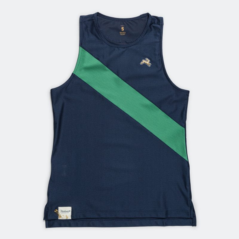 tracksmith running womens van cortlandt singlet navy green 1