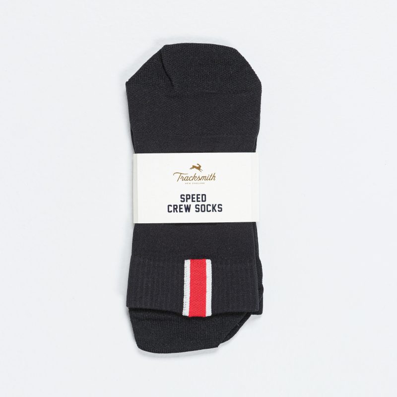 tracksmith speed crew sock black 1