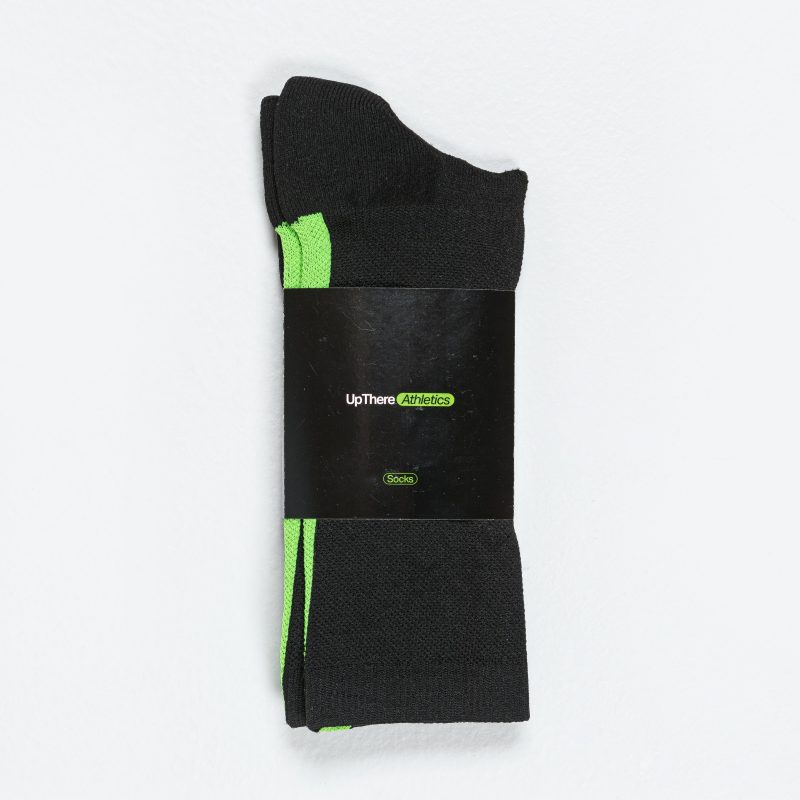 up there athletics performance socks black electric green 1