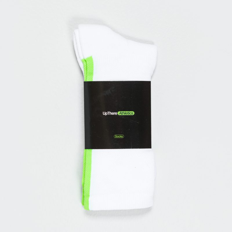 up there athletics performance socks white electric green 1