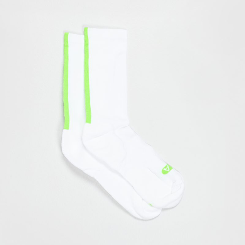 up there athletics performance socks white electric green 2